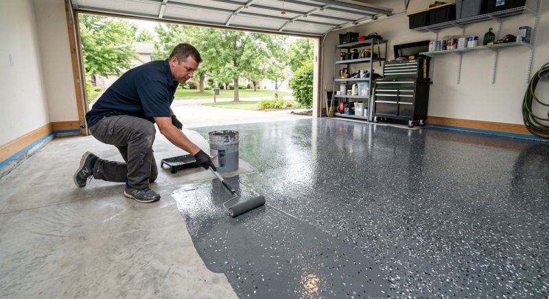 Speckled Garage Floor Painting in Raleigh, NC